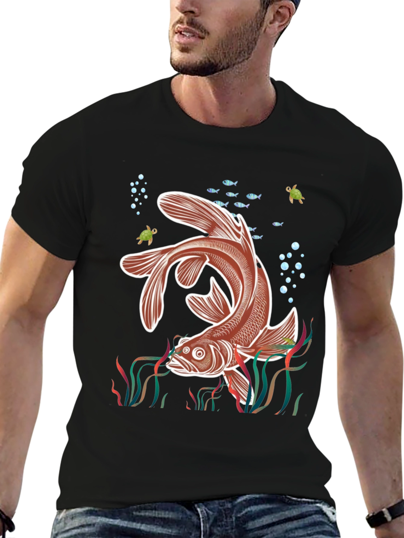 Fish Graphic Black T-Shirt