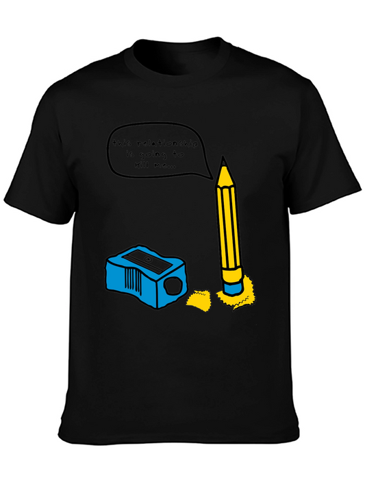 Humorous Pencil & Sharpener Relationship Graphic Tee