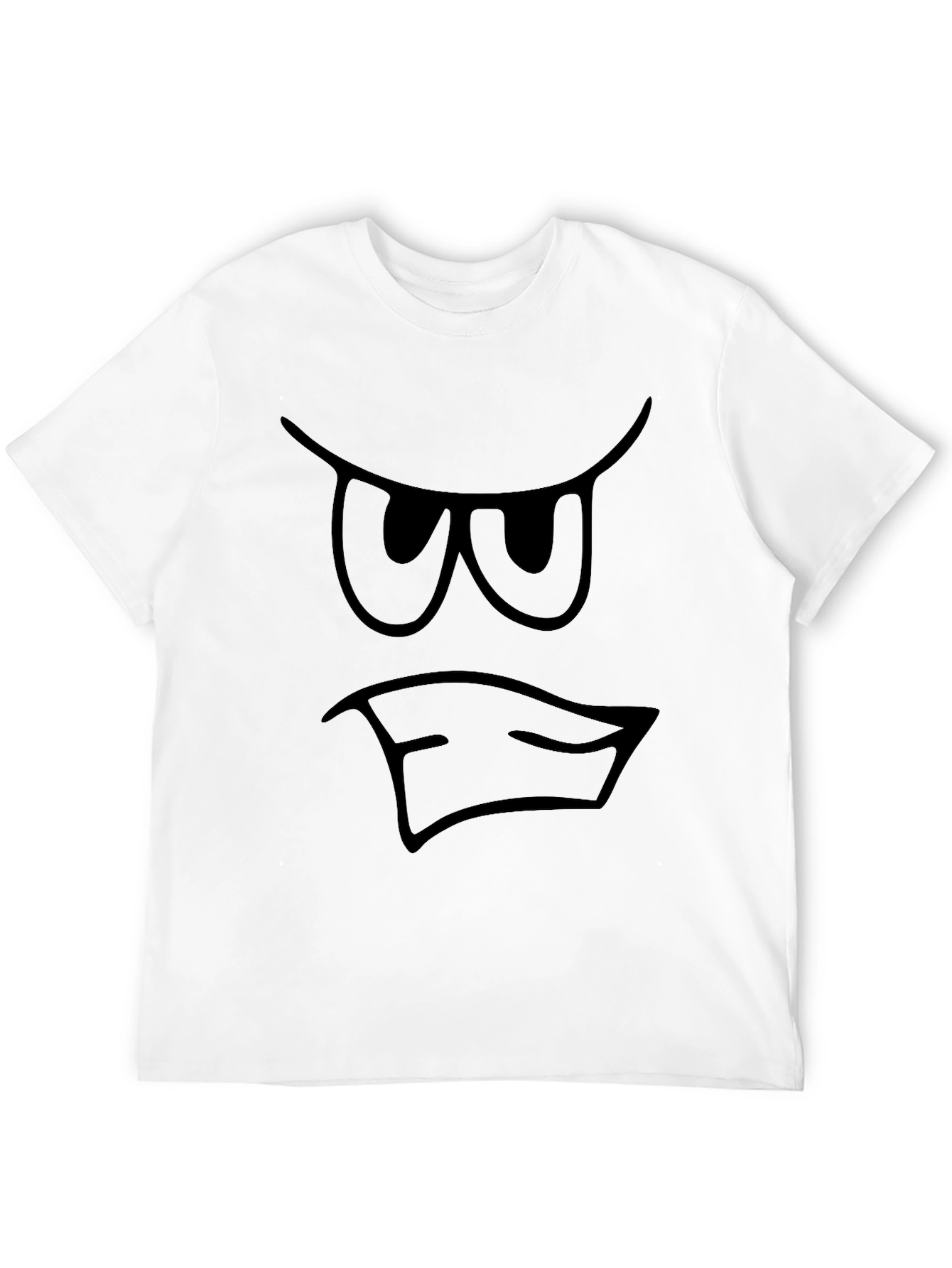 Grumpy Face Graphic T-Shirt - Black Cotton Tee