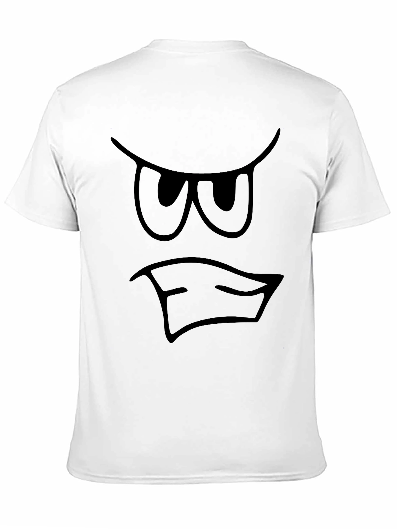 Grumpy Face Graphic T-Shirt - Black Cotton Tee