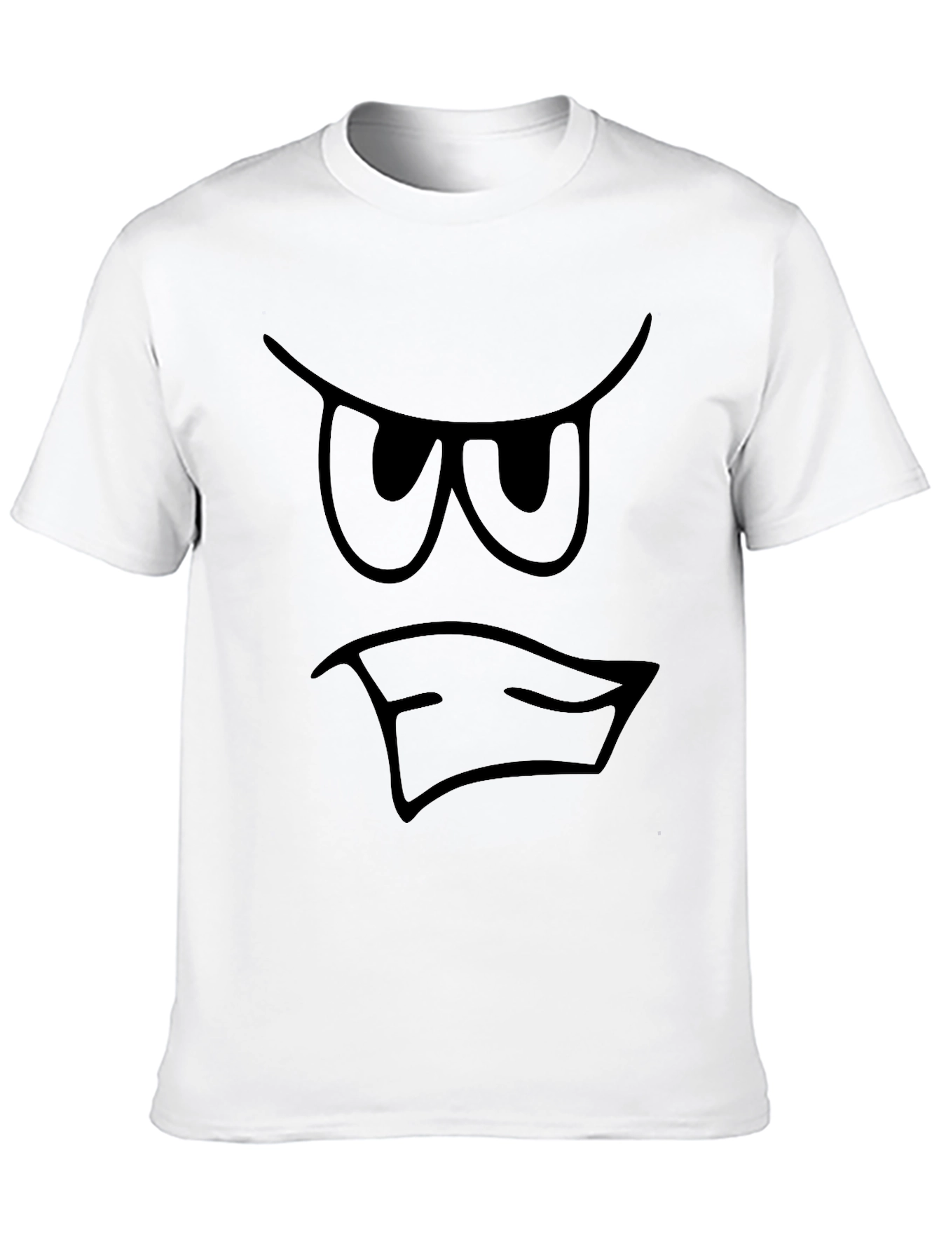 Grumpy Face Graphic T-Shirt - Black Cotton Tee