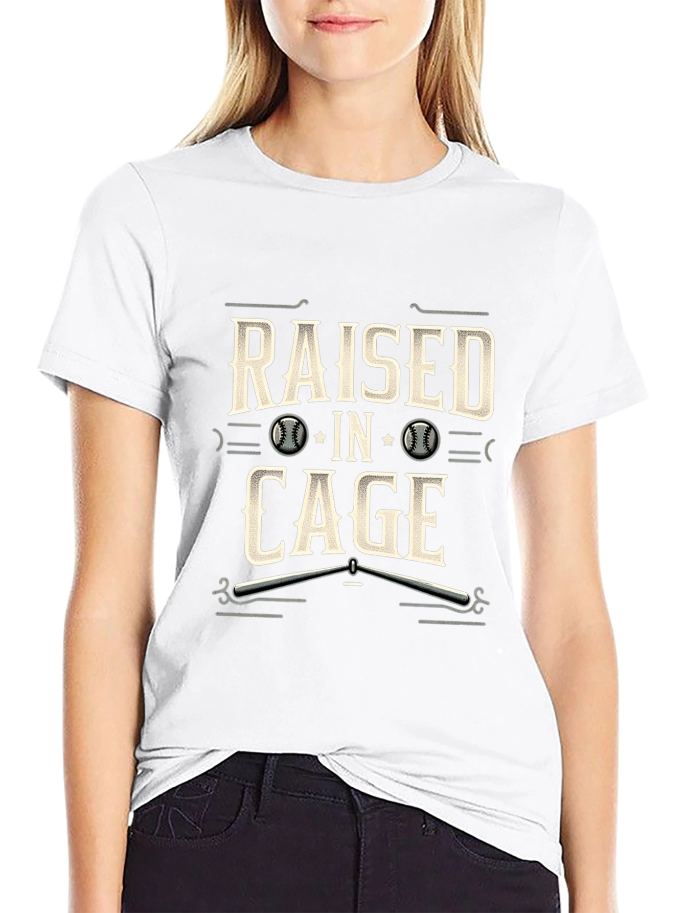 Raised in Cage Baseball T-Shirt