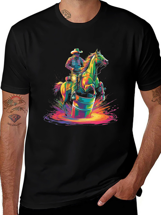 Colorful Cowboy Horse Barrel Race T-Shirt