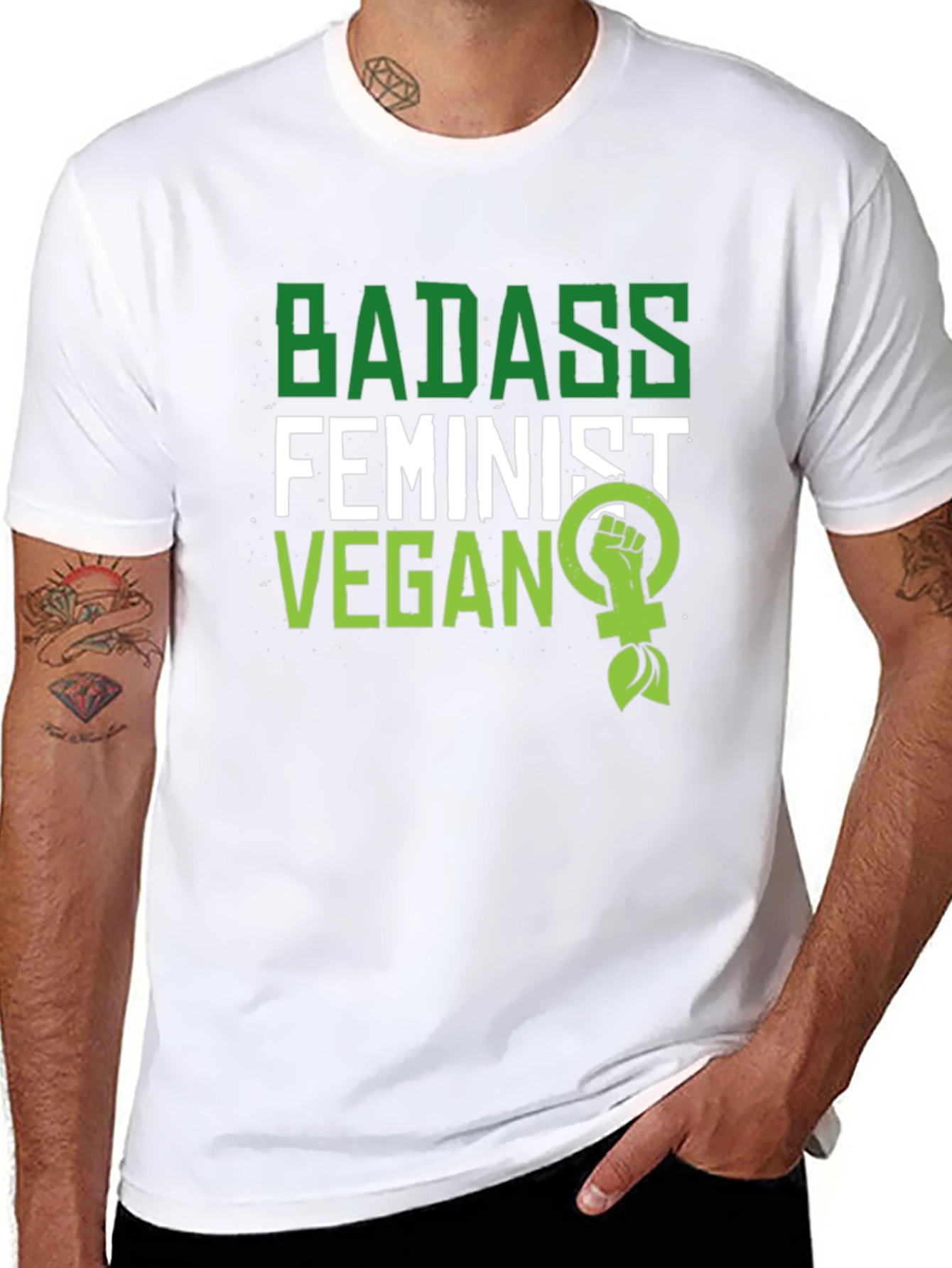 Badass Feminist Vegan Graphic T-Shirt