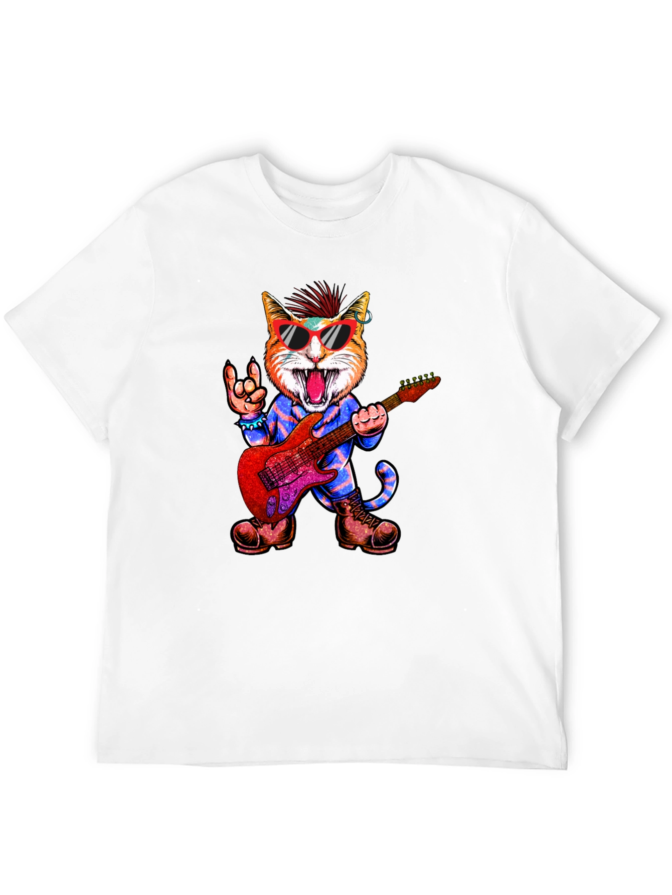 Rockstar Cat Graphic Tee - Cool & Unique!