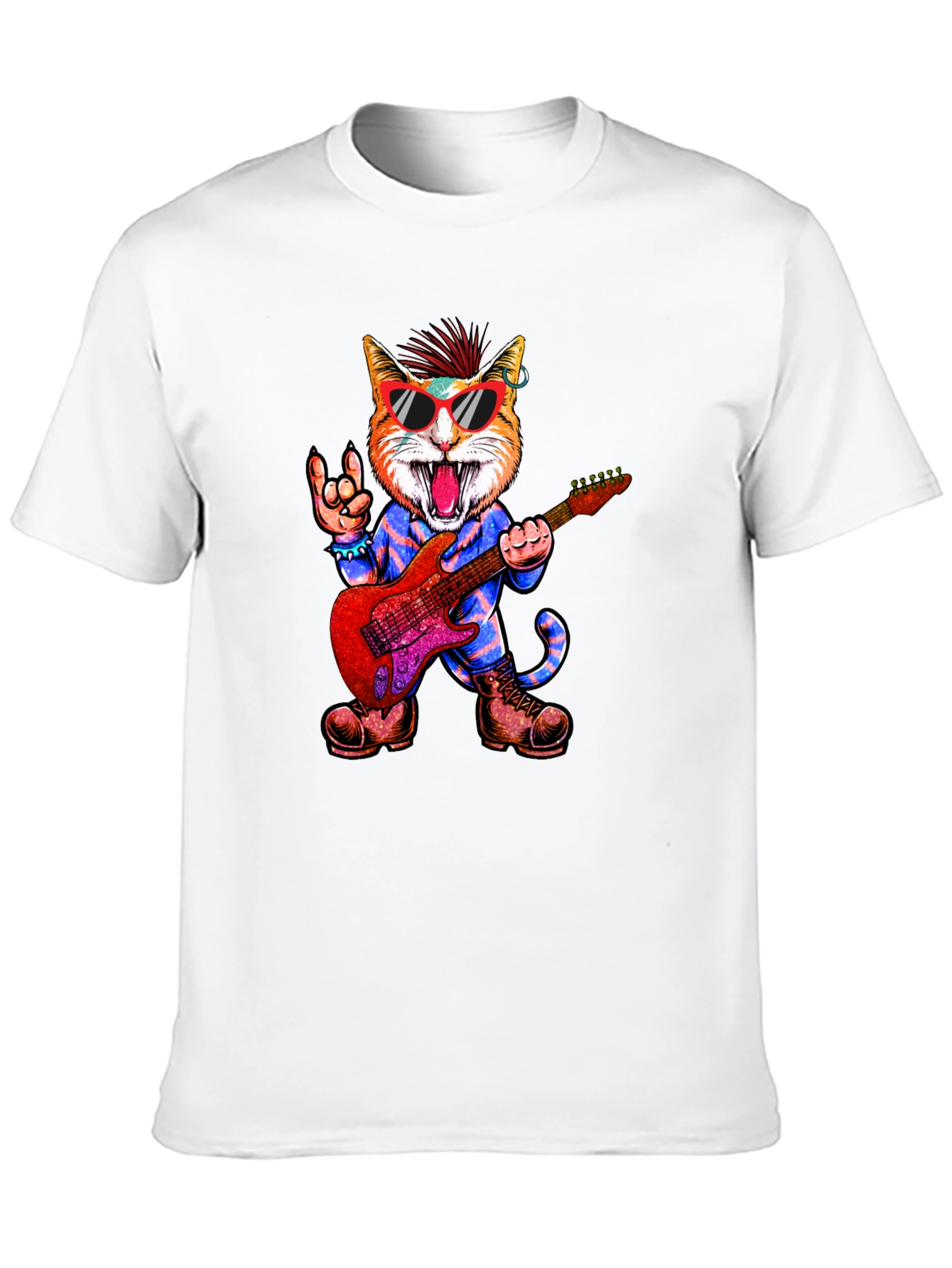 Rockstar Cat Graphic Tee - Cool & Unique!
