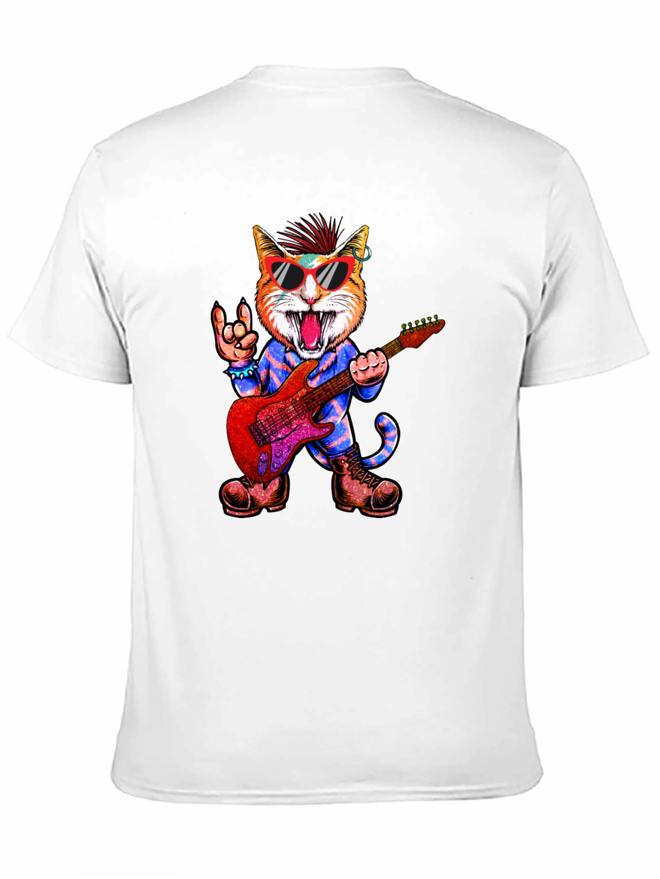 Rockstar Cat Graphic Tee - Cool & Unique!