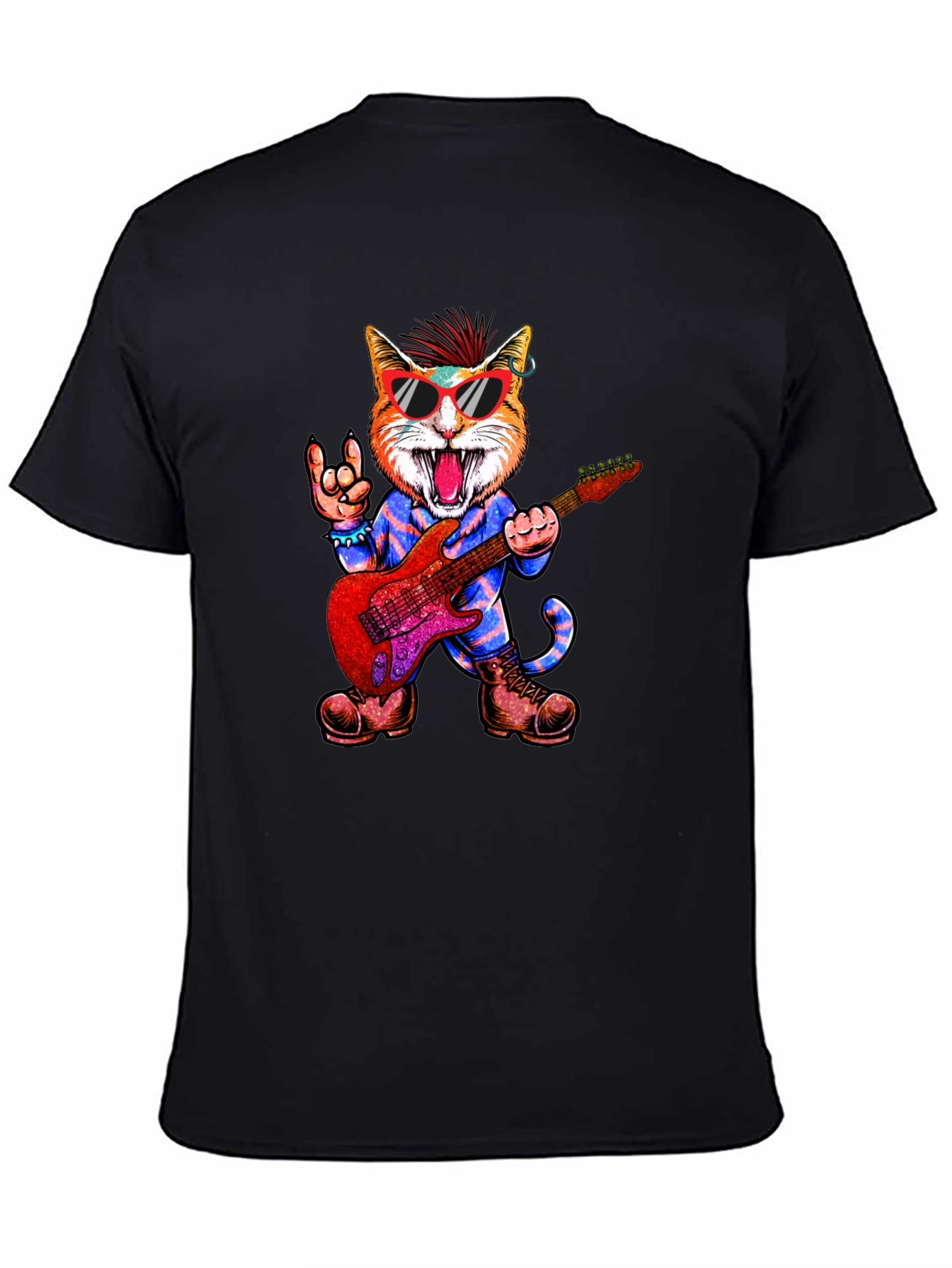 Rockstar Cat Graphic Tee - Cool & Unique!