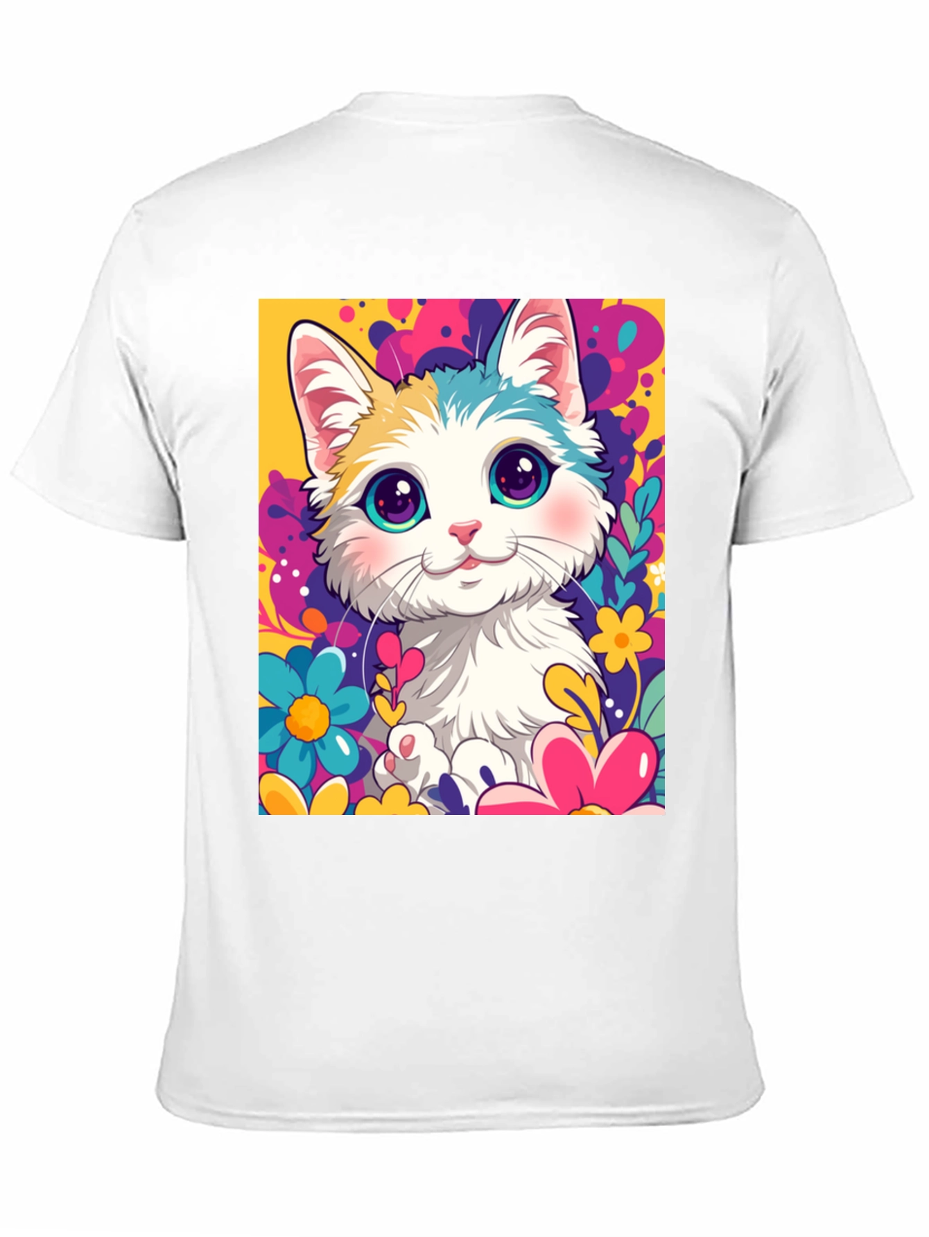 Cute Cartoon Cat Black T-Shirt