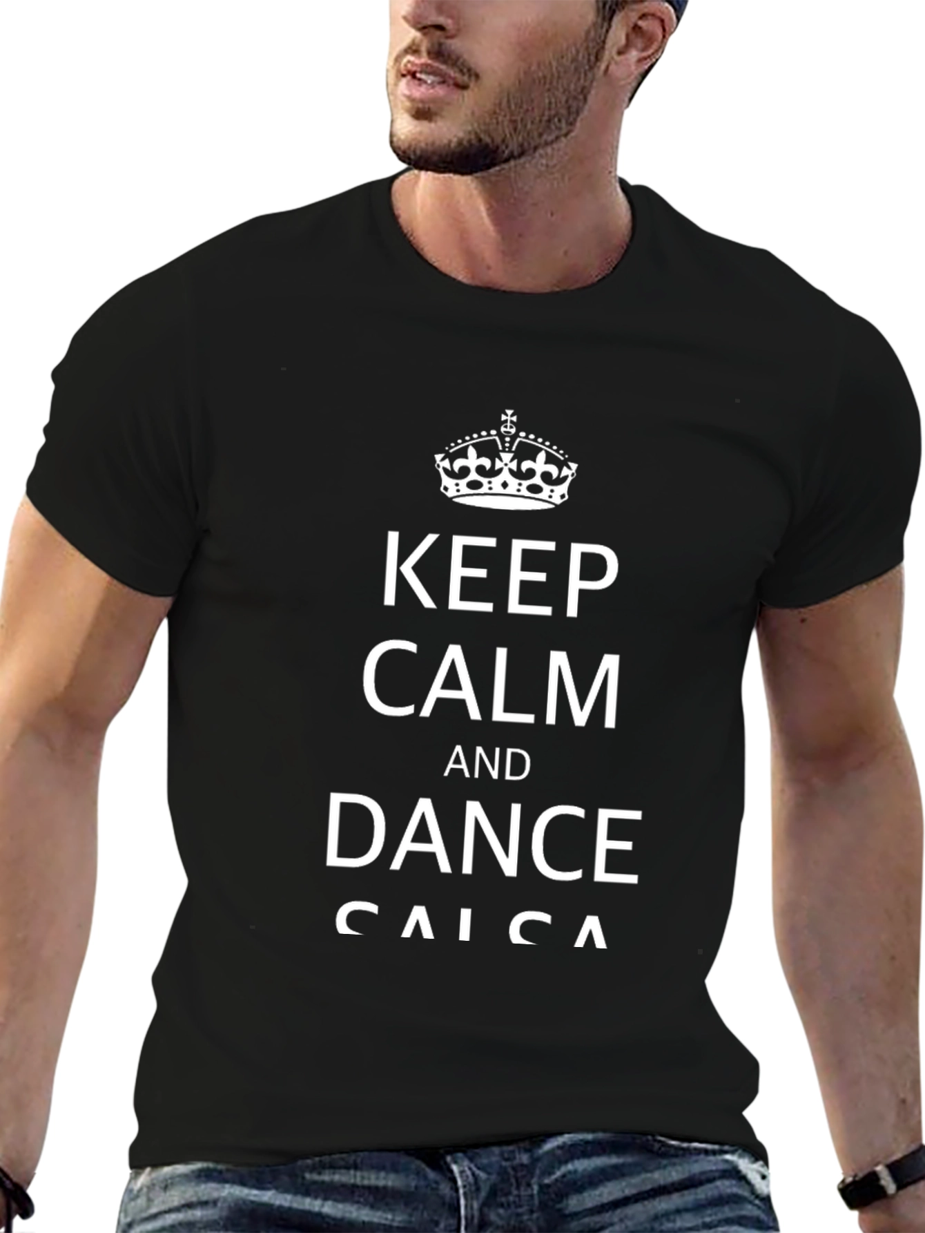 Keep Calm and Dance Salsa Black Graphic Tee