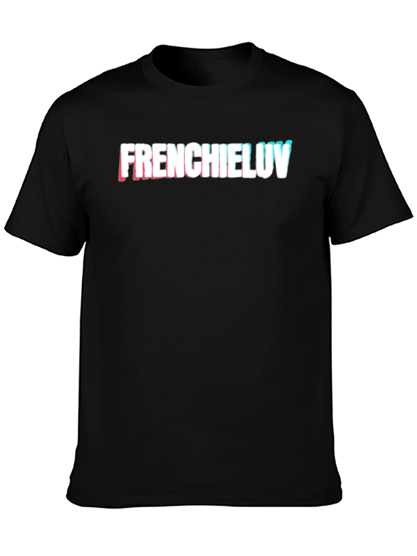 Frenchieluv Graphic Tee - Trendy Glitch Effect