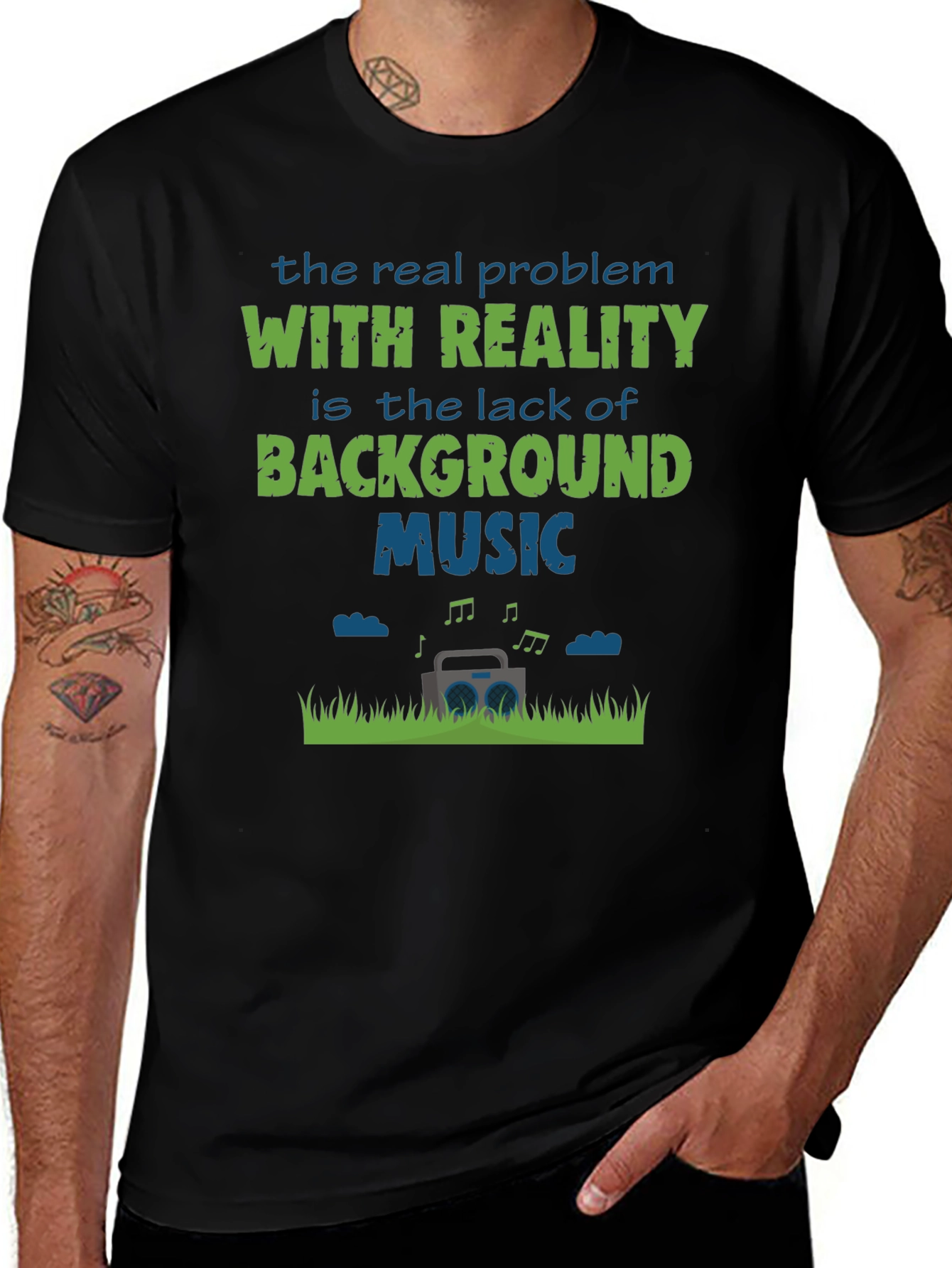Funny Background Music Graphic T-Shirt