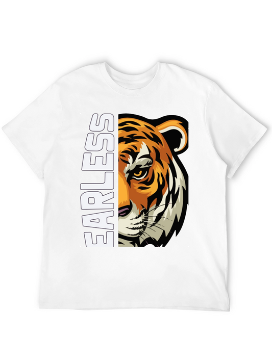 Fearless Tiger Graphic Print Black T-Shirt