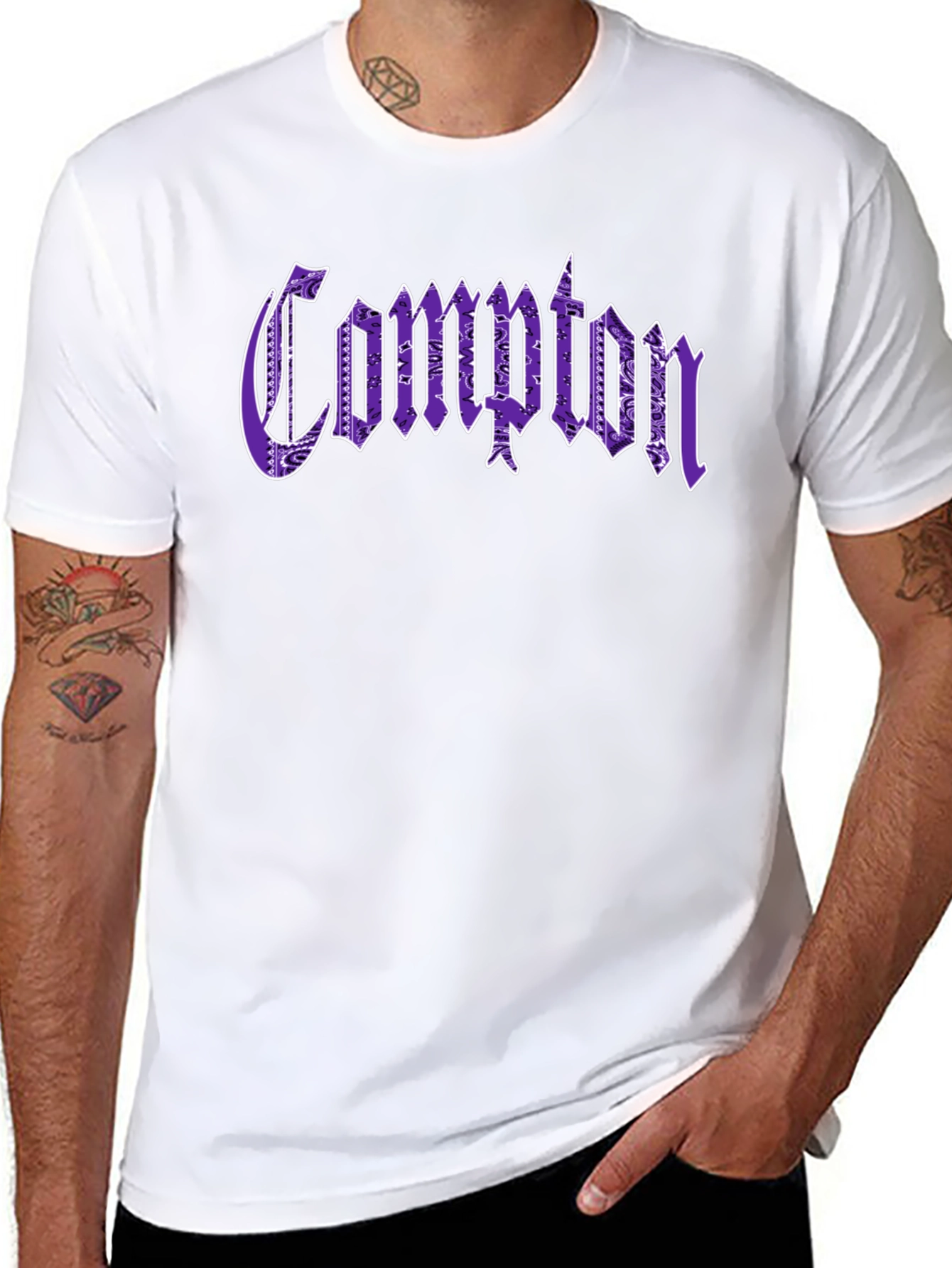 Compton Paisley Print T-Shirt - Black