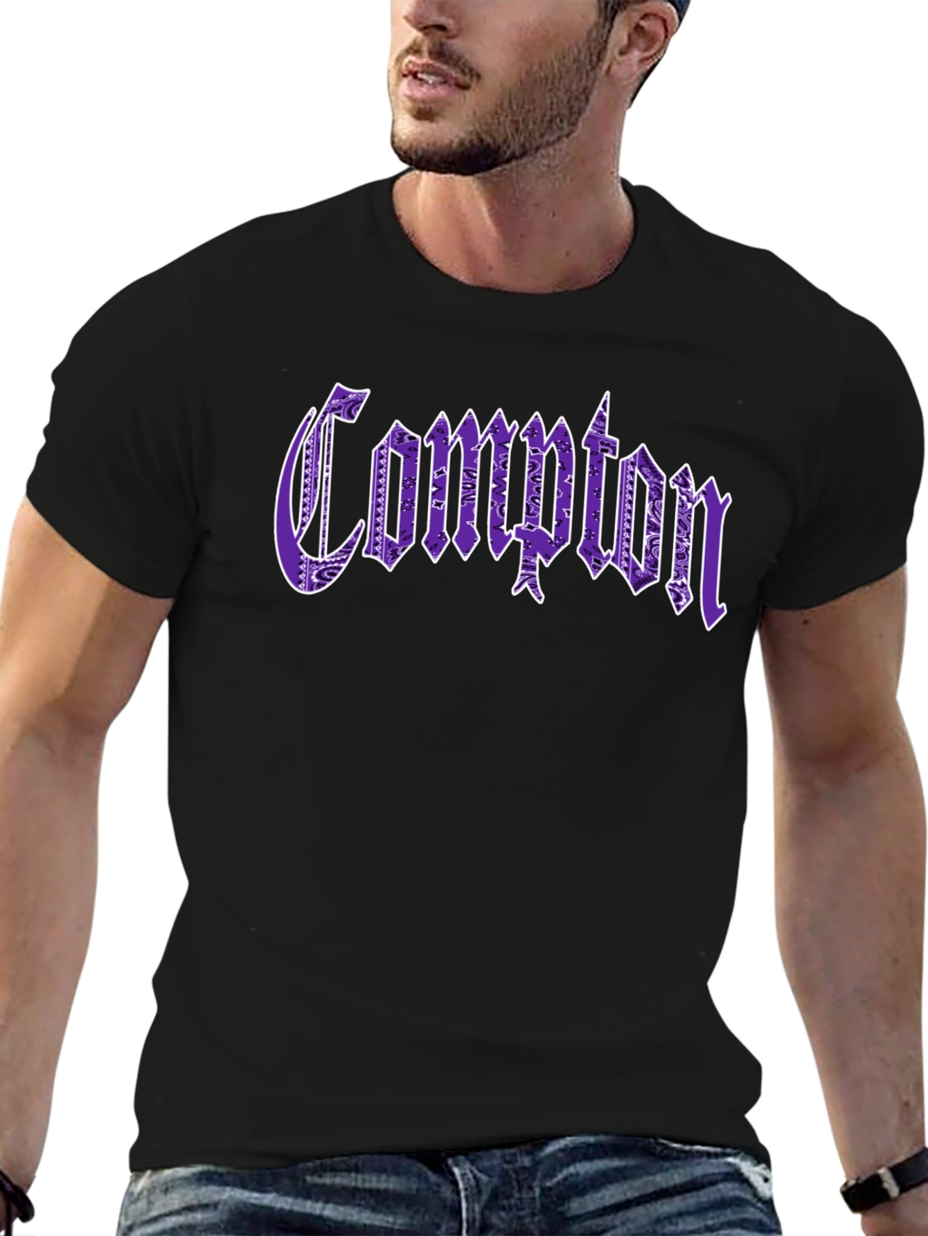 Compton Paisley Print T-Shirt - Black