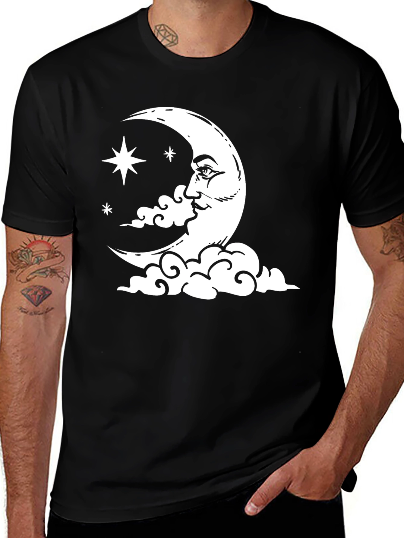 Celestial Moon & Stars Graphic T-Shirt