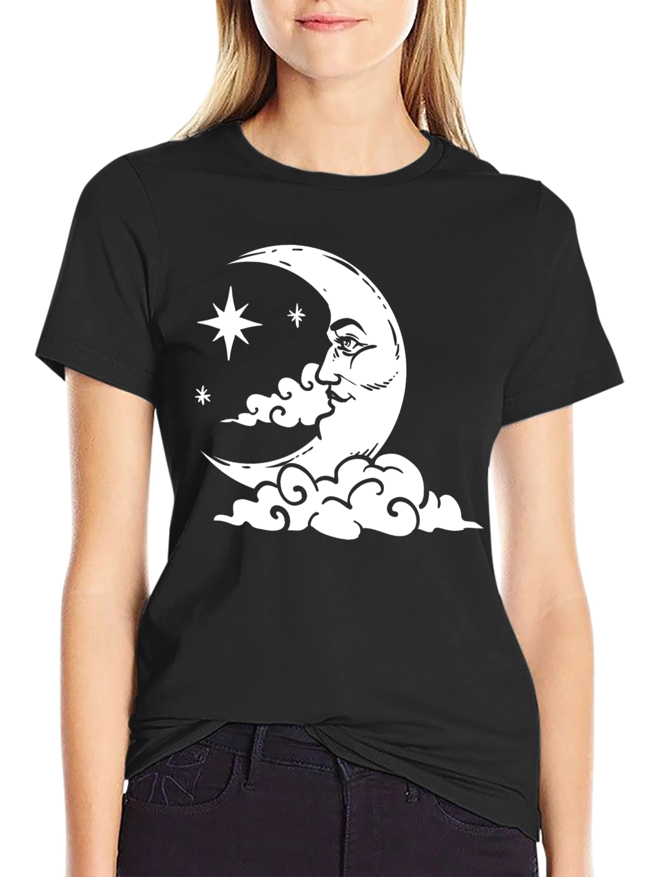 Celestial Moon & Stars Graphic T-Shirt