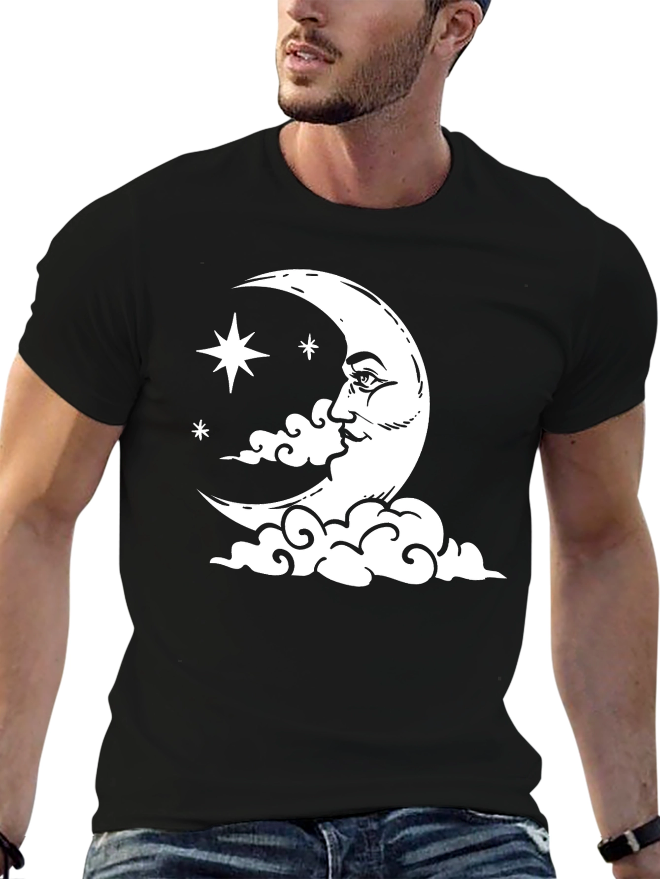 Celestial Moon & Stars Graphic T-Shirt