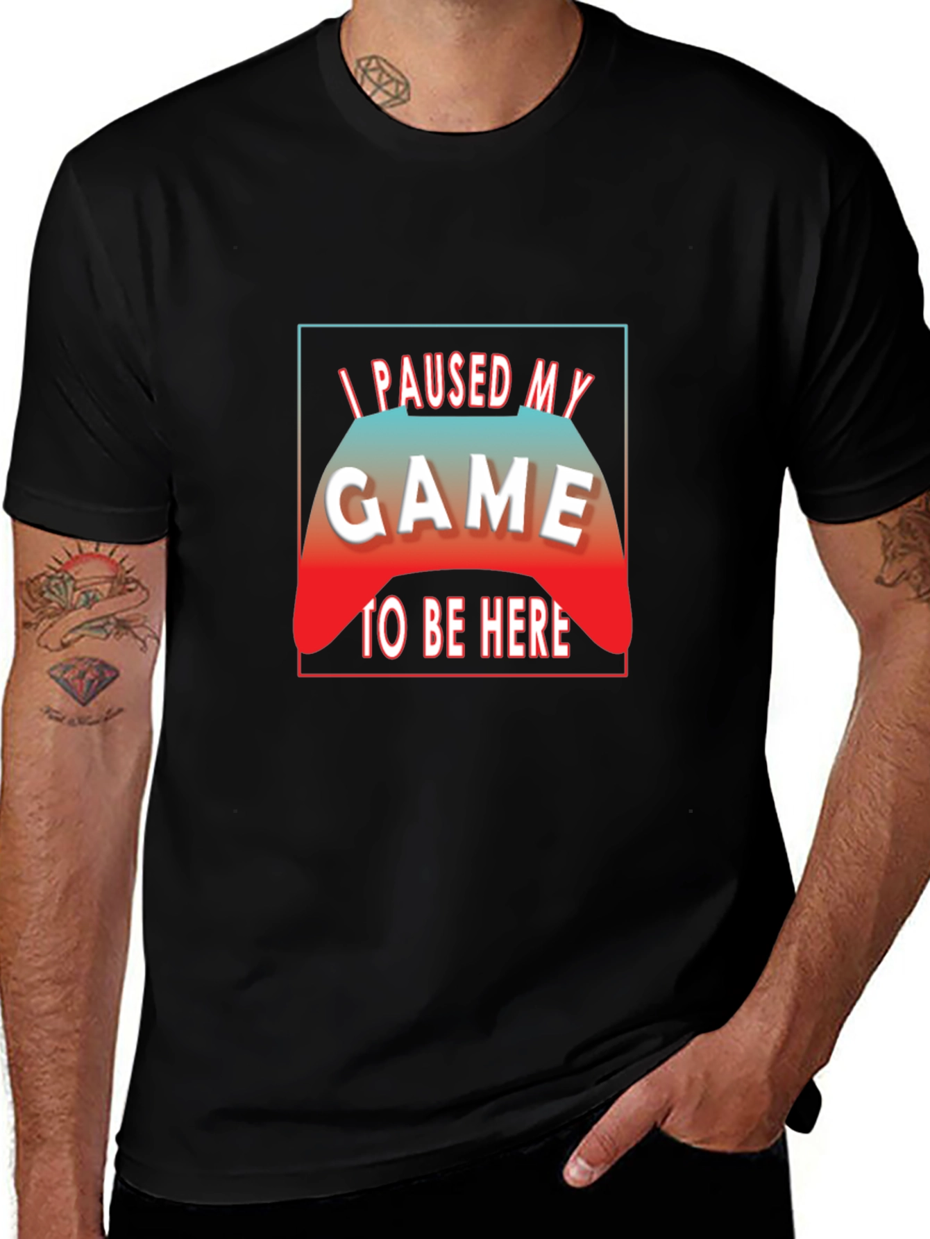 I Paused My Game to Be Here Black T-Shirt