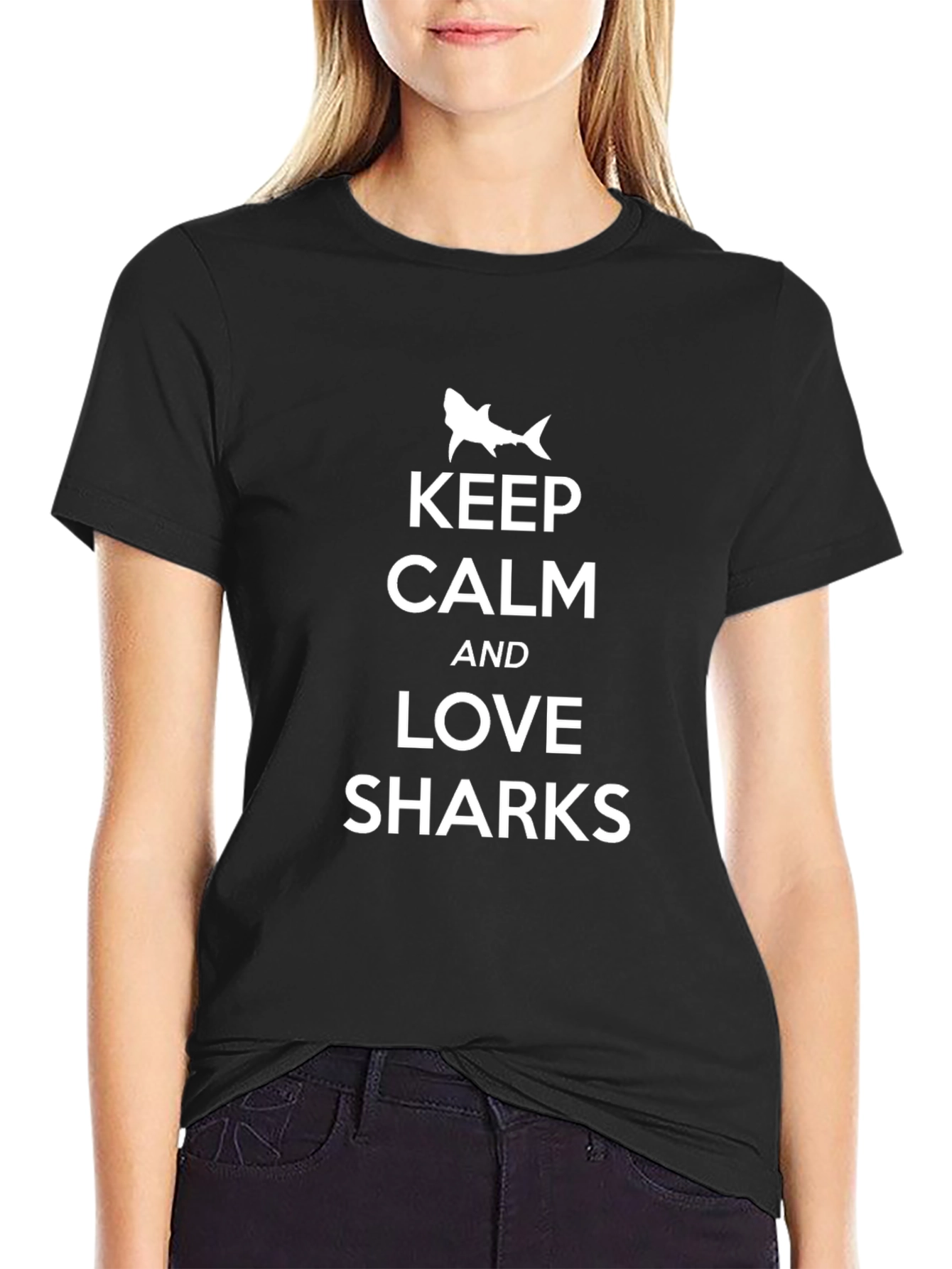 Keep Calm and Love Sharks Mens T-Shirt