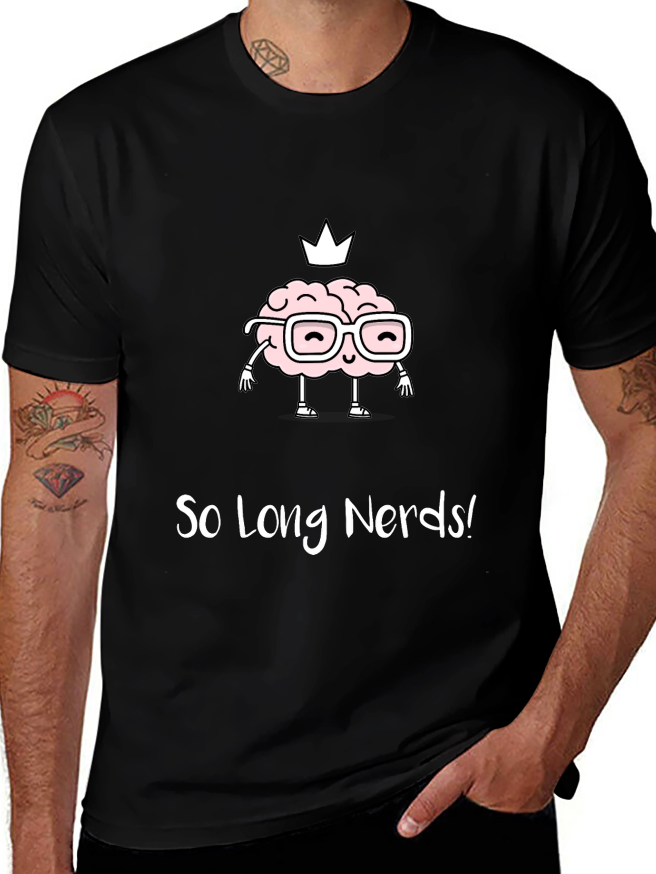 Funny Brainy Tee - So Long Nerds! Black T-Shirt