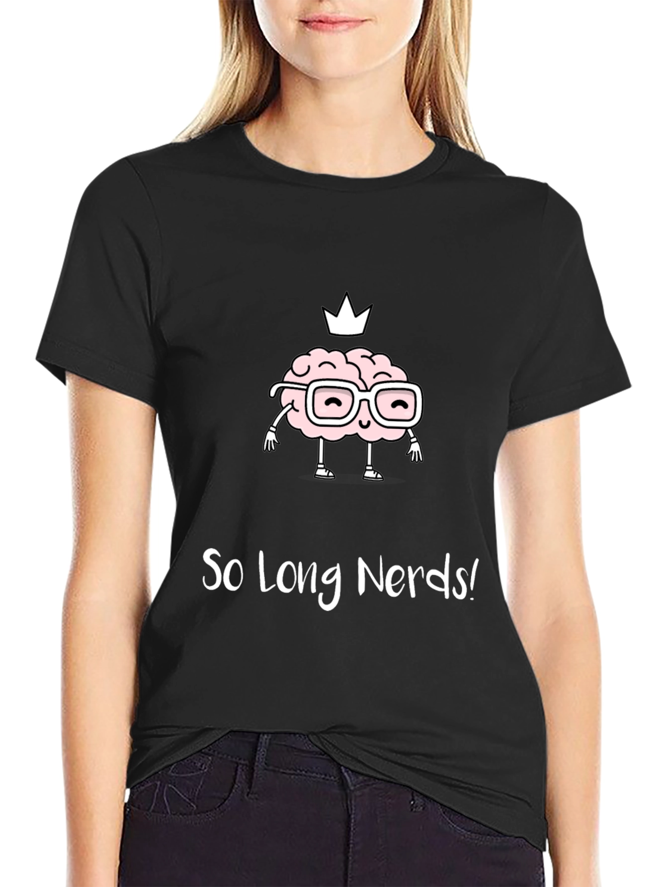 Funny Brainy Tee - So Long Nerds! Black T-Shirt
