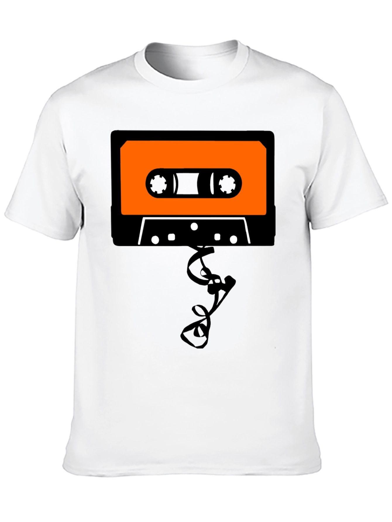 Retro Cassette Tape Graphic Tee - Black Cotton T-Shirt