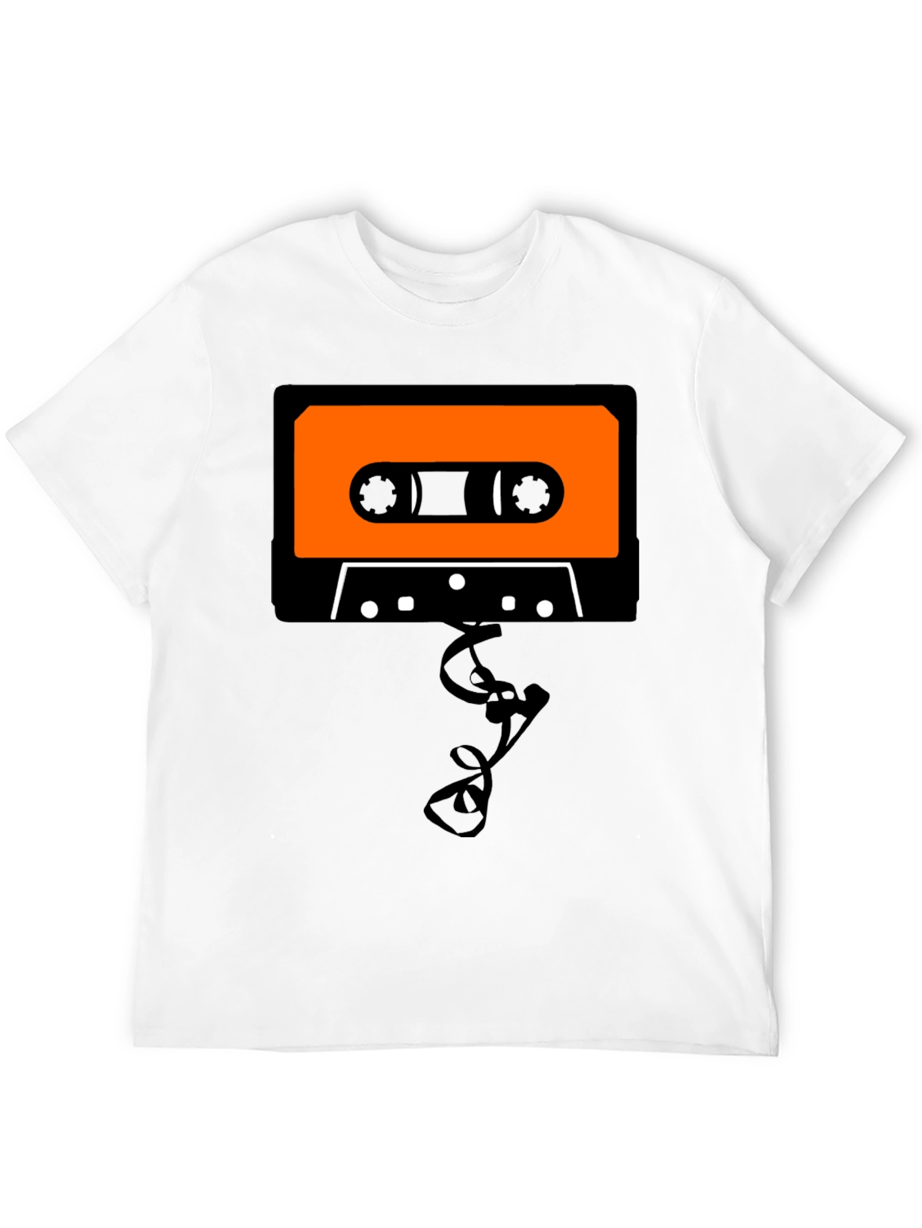 Retro Cassette Tape Graphic Tee - Black Cotton T-Shirt