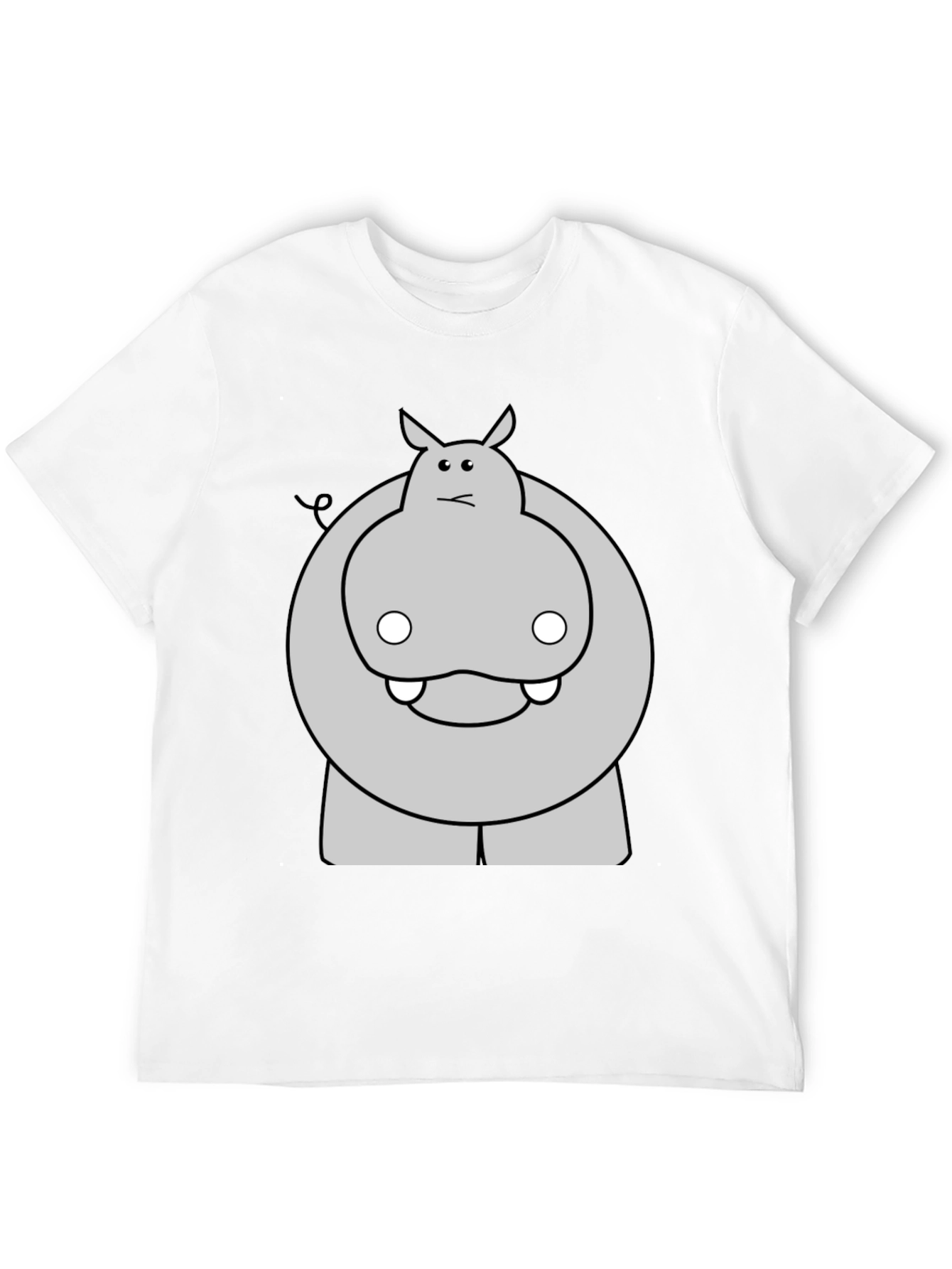 Funny Hippo Cartoon Black T-Shirt