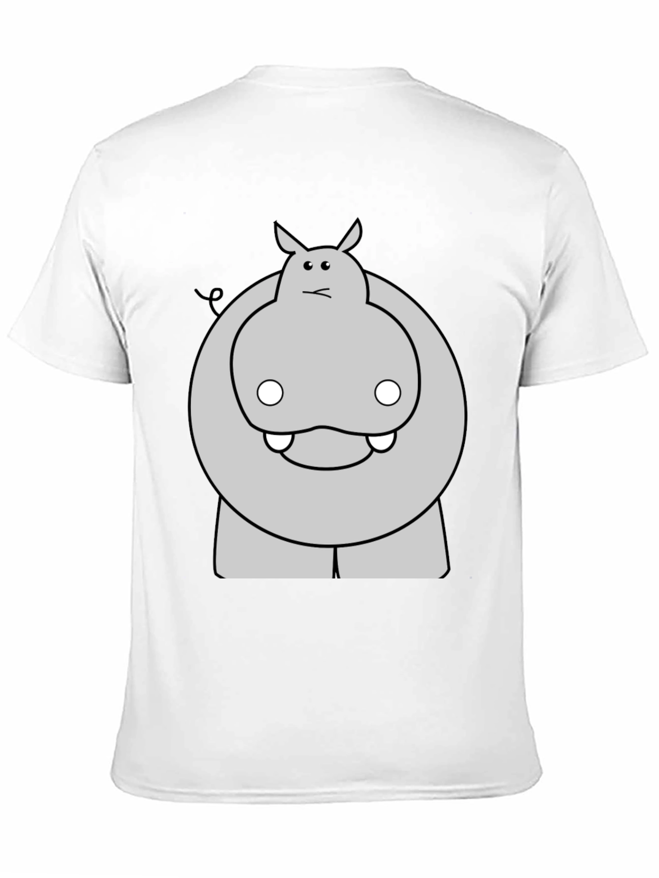 Funny Hippo Cartoon Black T-Shirt