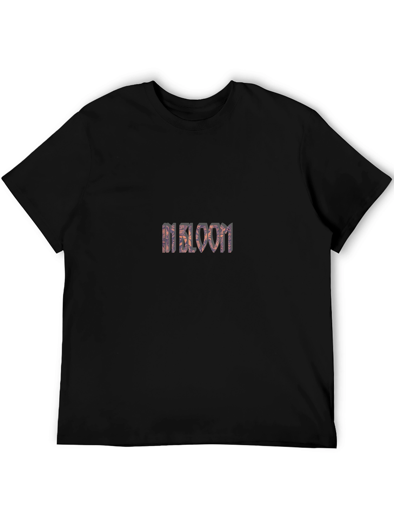In Bloom Floral Letter Print Black T-Shirt