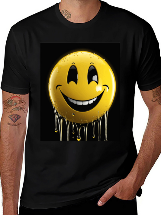 Smiley Face Drip Graphic Tee - Black