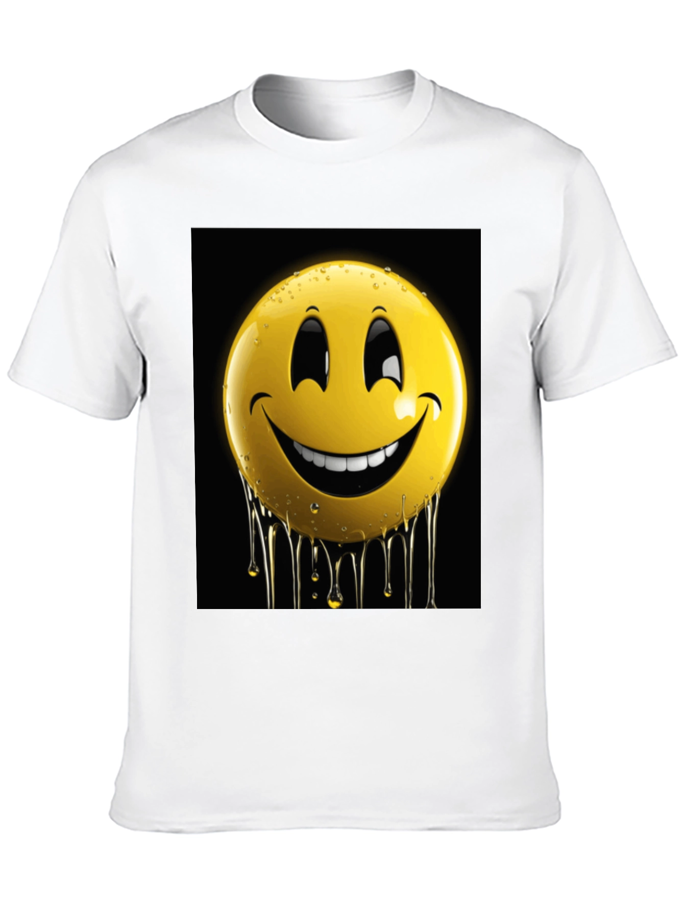 Smiley Face Drip Graphic Tee - Black