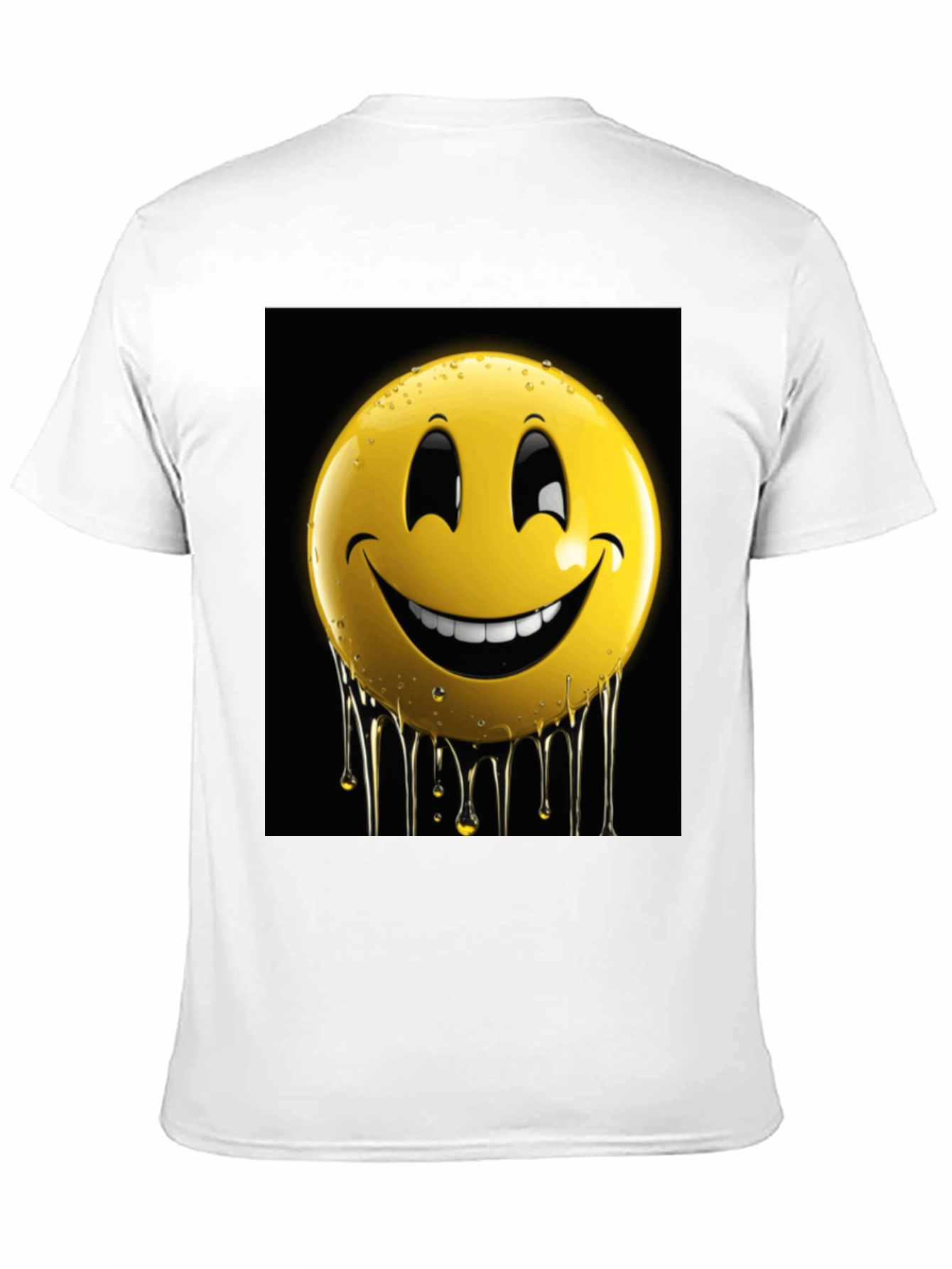 Smiley Face Drip Graphic Tee - Black