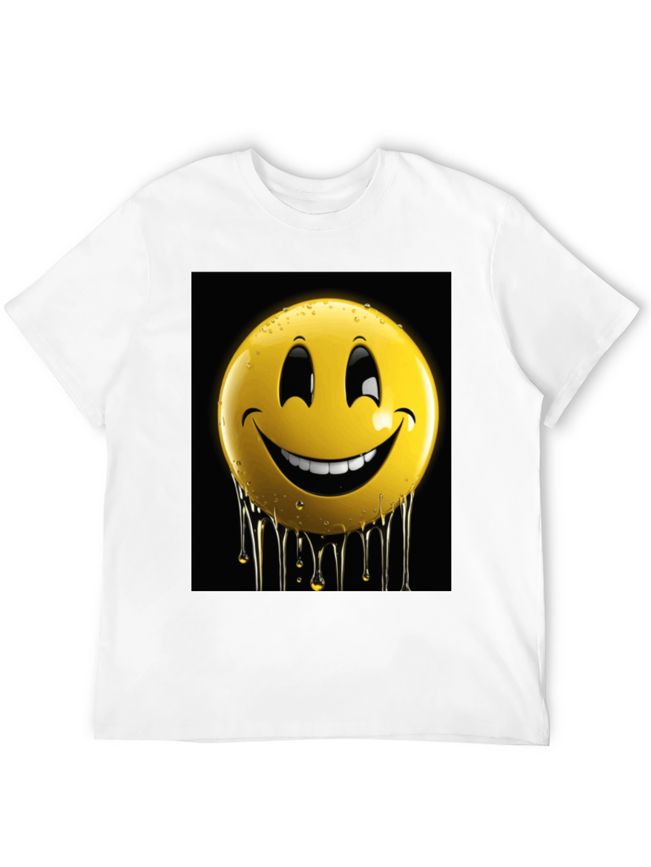 Smiley Face Drip Graphic Tee - Black