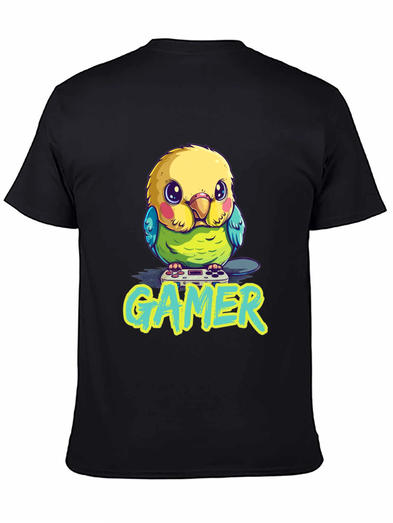 Gamer Bird T-Shirt - Cute Parrot with Controller Design