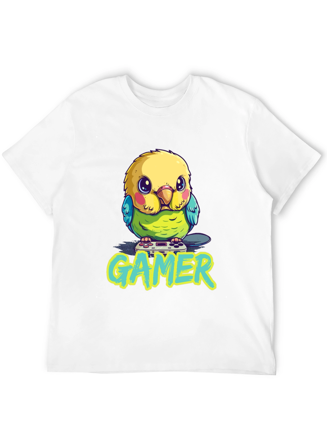 Gamer Bird T-Shirt - Cute Parrot with Controller Design