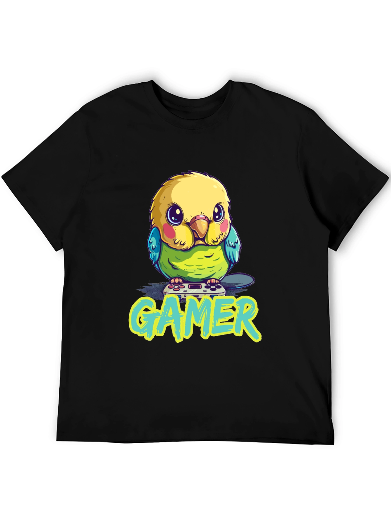 Gamer Bird T-Shirt - Cute Parrot with Controller Design