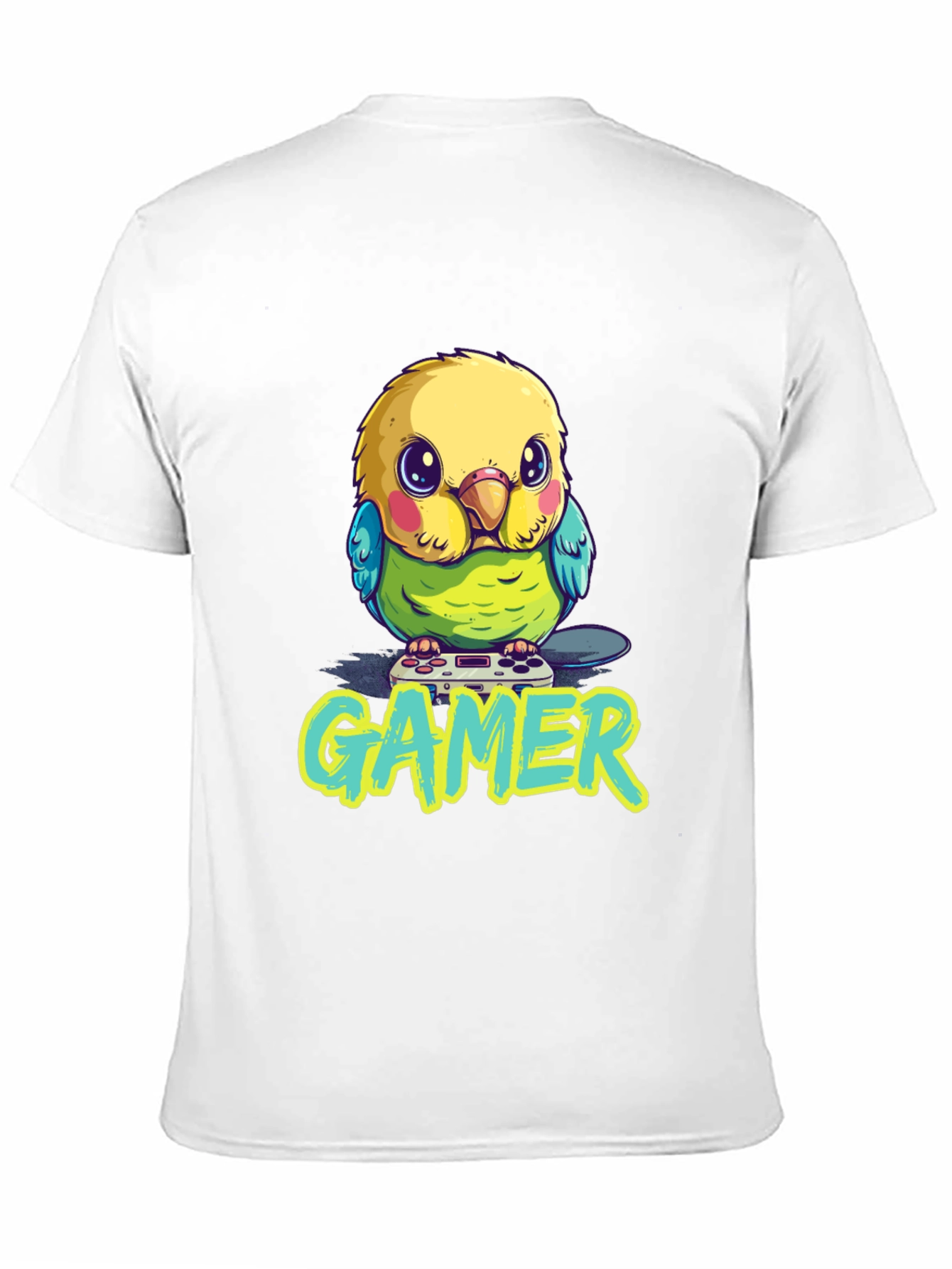 Gamer Bird T-Shirt - Cute Parrot with Controller Design