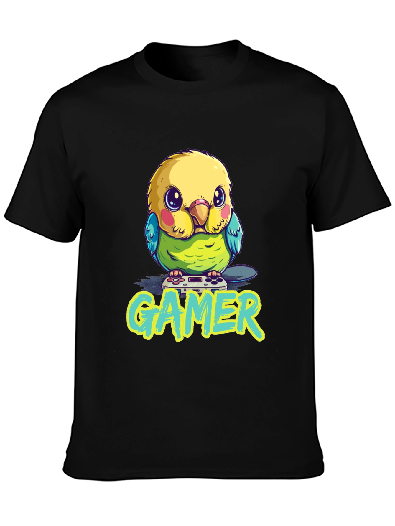 Gamer Bird T-Shirt - Cute Parrot with Controller Design