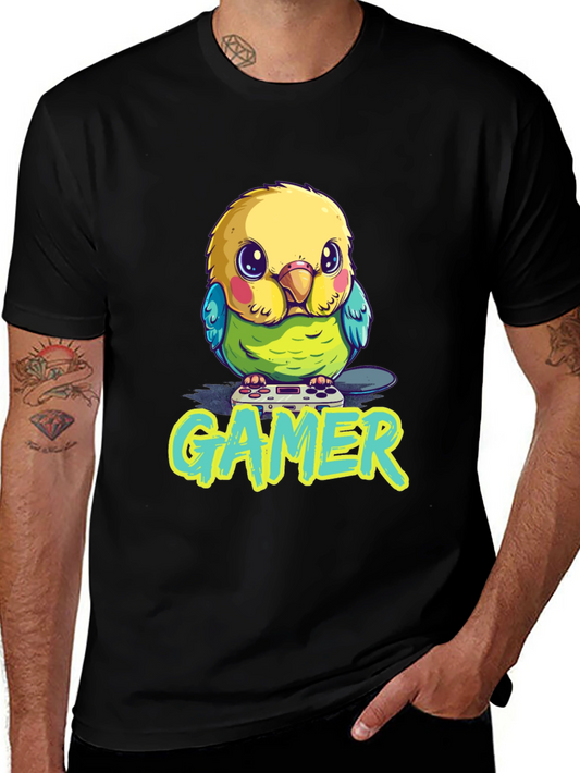 Gamer Bird T-Shirt - Cute Parrot with Controller Design