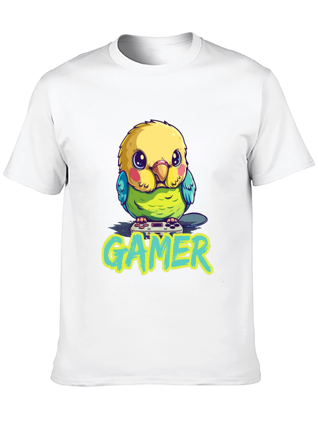 Gamer Bird T-Shirt - Cute Parrot with Controller Design