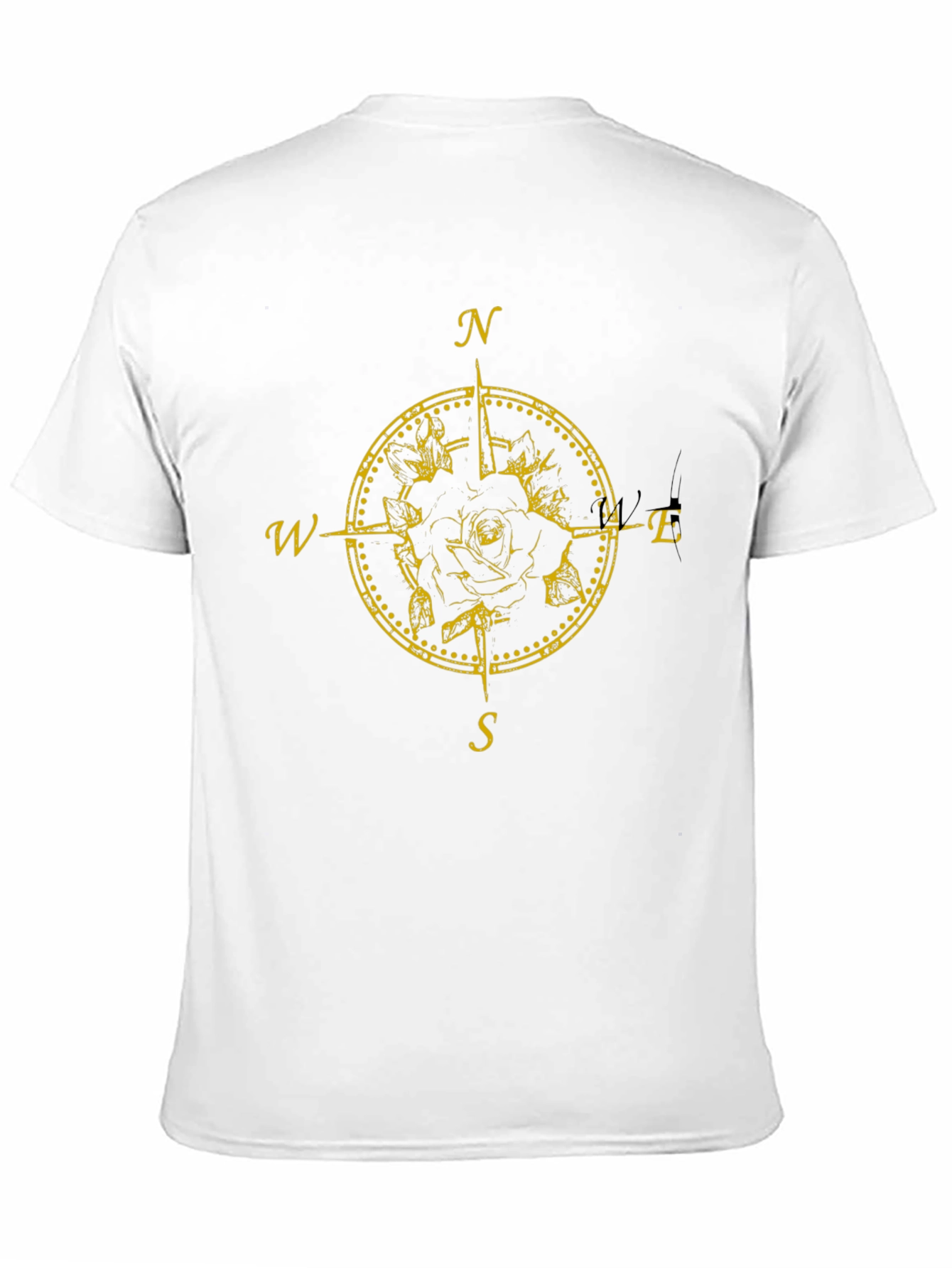 Rose Compass Graphic Tee - Black Cotton T-Shirt