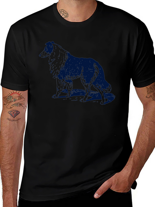 Dog Silhouette Mens Black T-Shirt