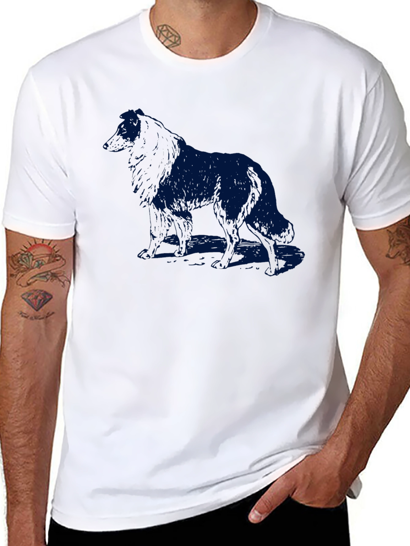Dog Silhouette Mens Black T-Shirt