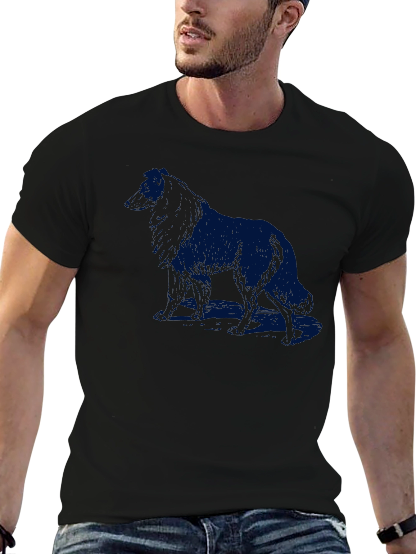 Dog Silhouette Mens Black T-Shirt