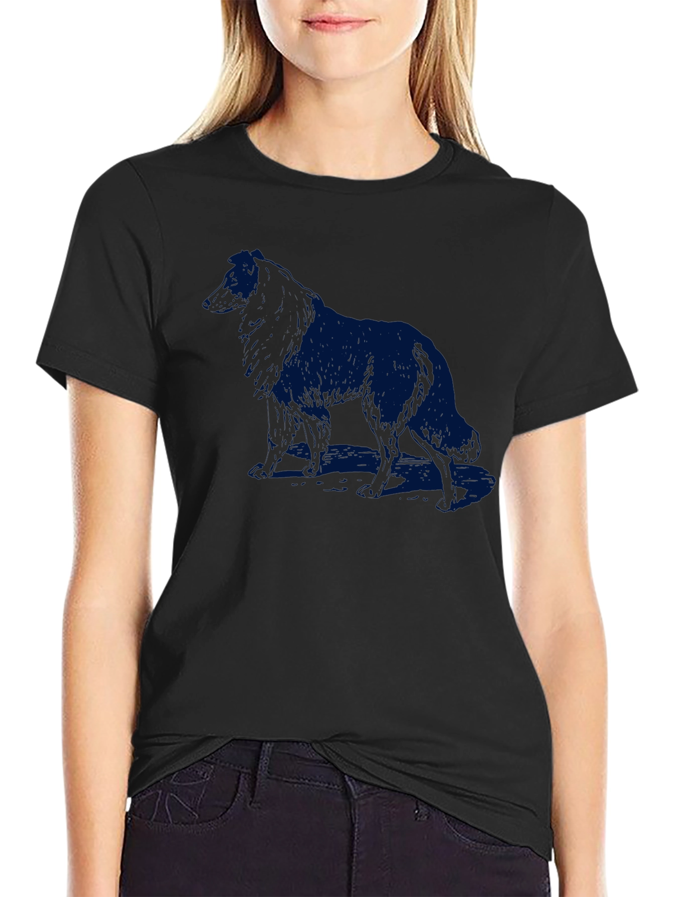 Dog Silhouette Mens Black T-Shirt