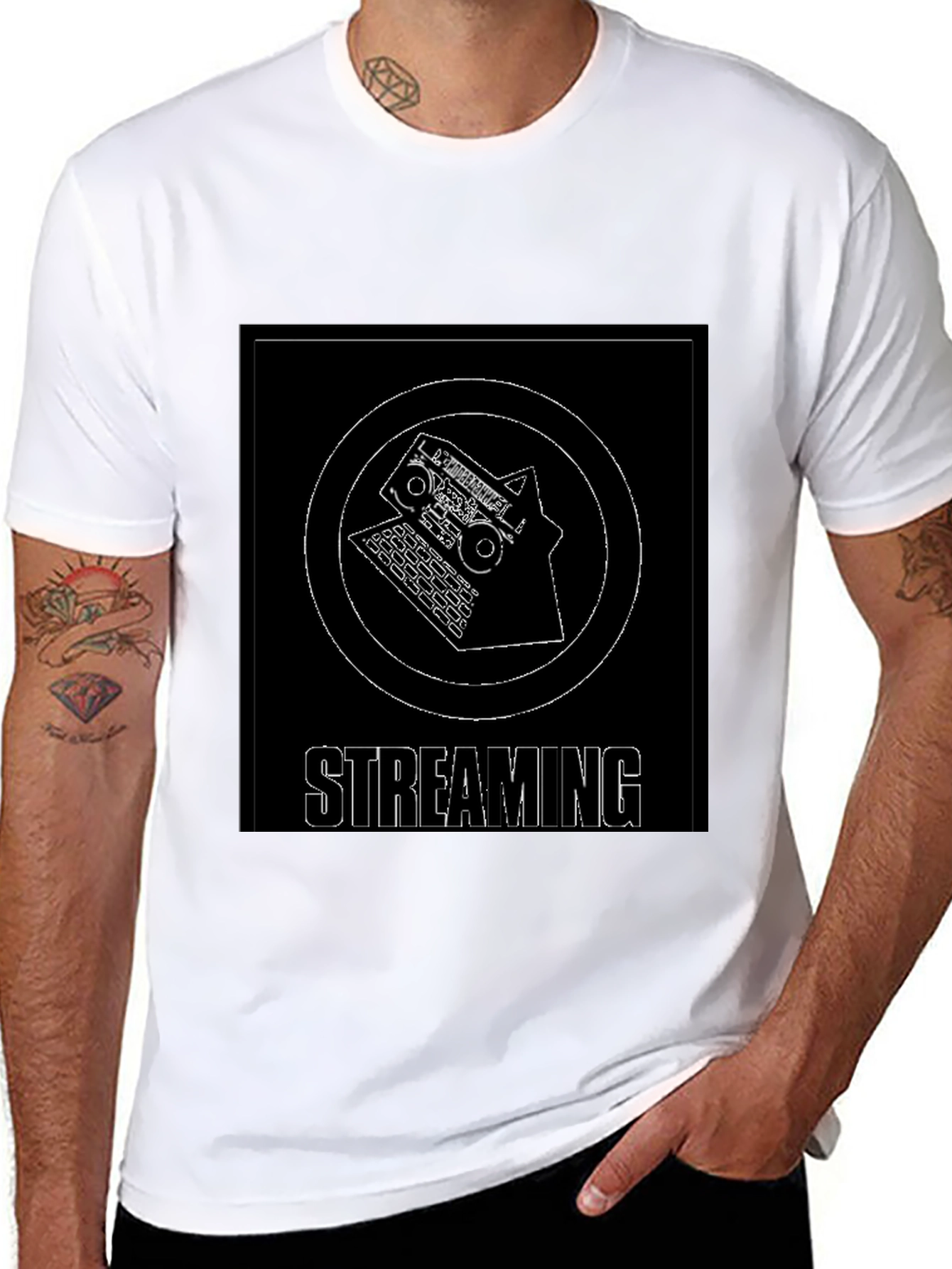 Streaming Graphic T-Shirt - Black Cotton Blend