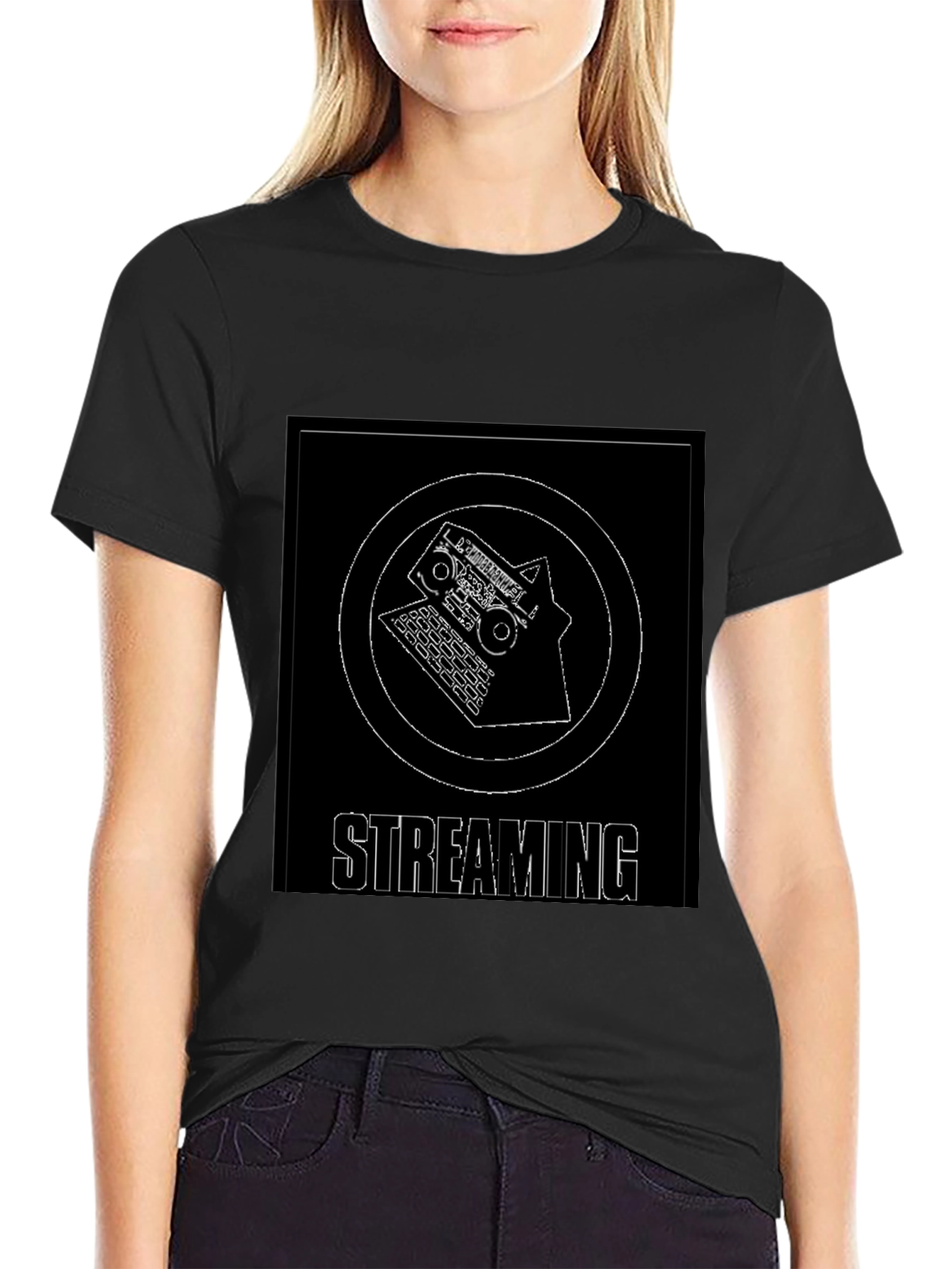 Streaming Graphic T-Shirt - Black Cotton Blend