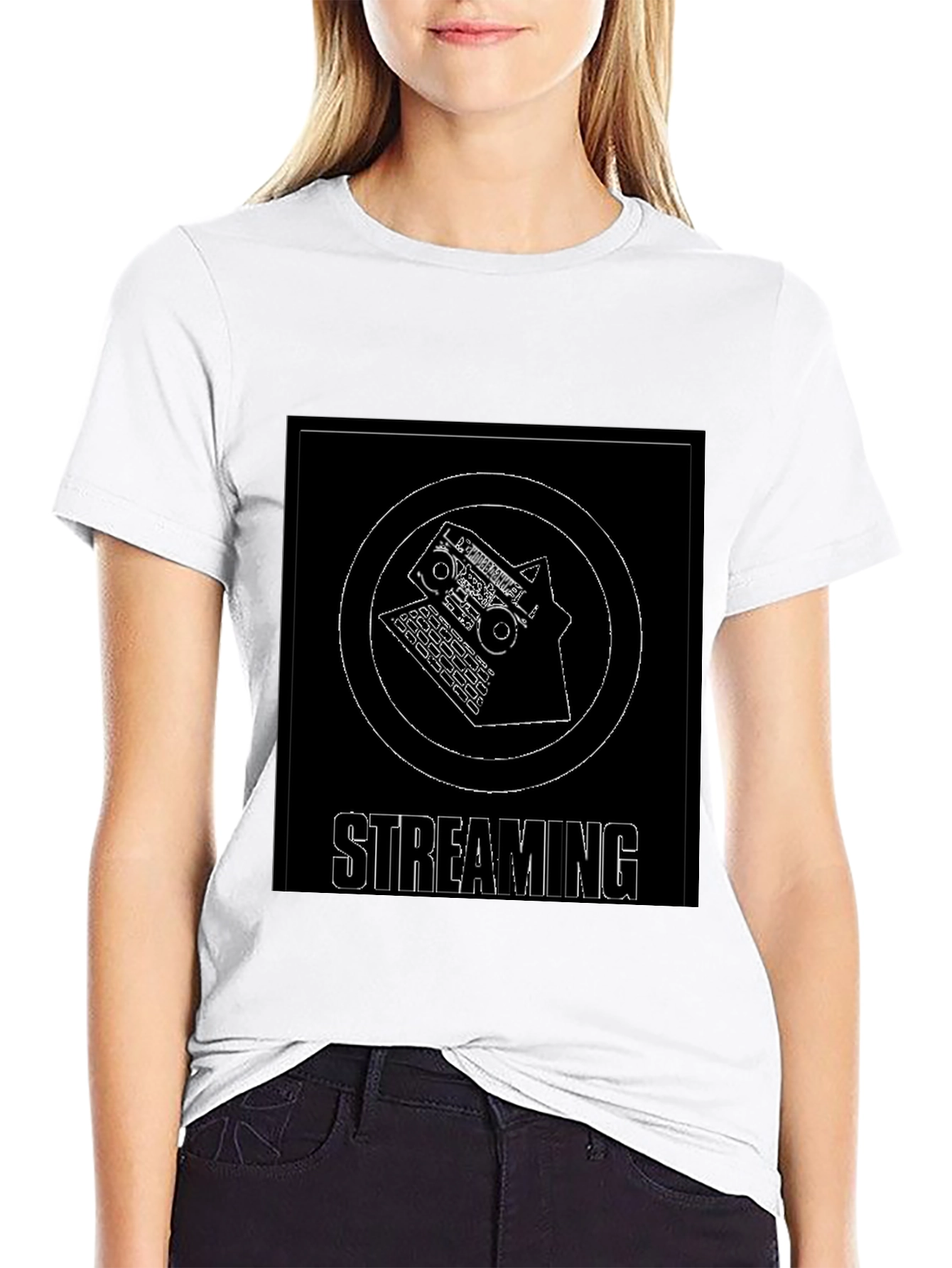 Streaming Graphic T-Shirt - Black Cotton Blend